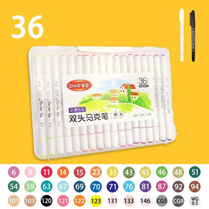Master Double-headed Marker Art Brush Painting Set Oily 48-colour Animation Hand-painting