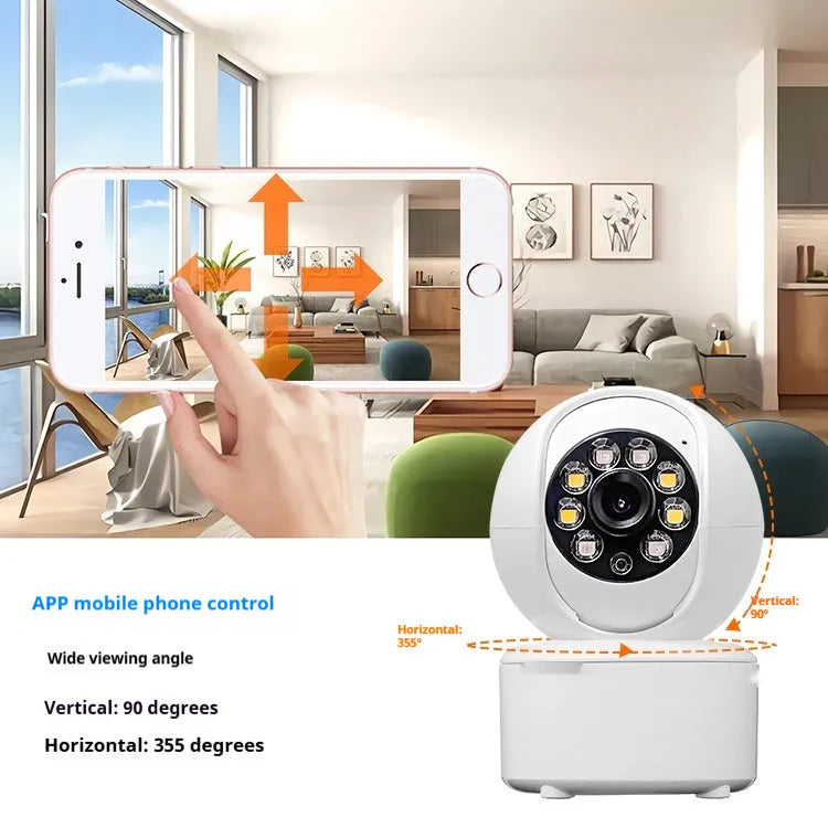 Indoor 1080p security camera with ceiling mount bracket on a white background.