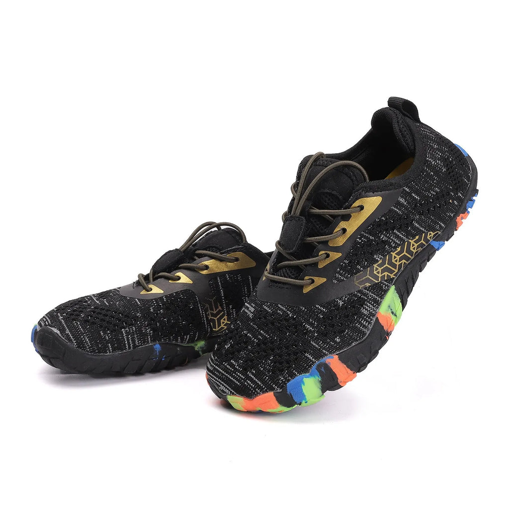 Summer children's beach shoes in black with Flyknit upper and non-slip rubber sole