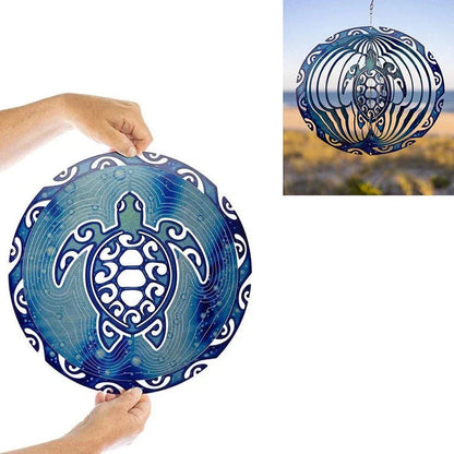 3D Ocean Blue Turtle Wind Chime hanging decor with sea turtle design