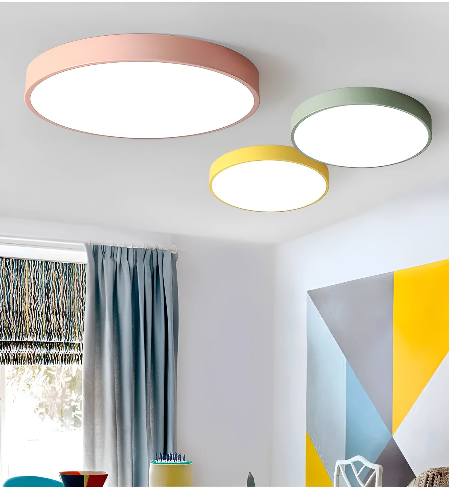 Modern Minimalist Ceiling Light Ultra-Thin LED Ceiling Lamp 220mm Diameter 12W Switch Control Three-Tone Light Remote Dimming Stepless Dimming Applicable 15-25 Square Metres Blue Green Pink Yellow White
