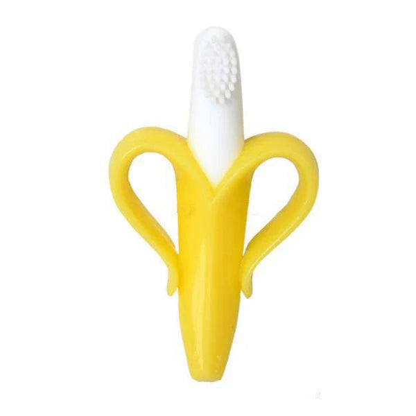 Food grade silicone banana teether toy for babies, safe and soothing for teething