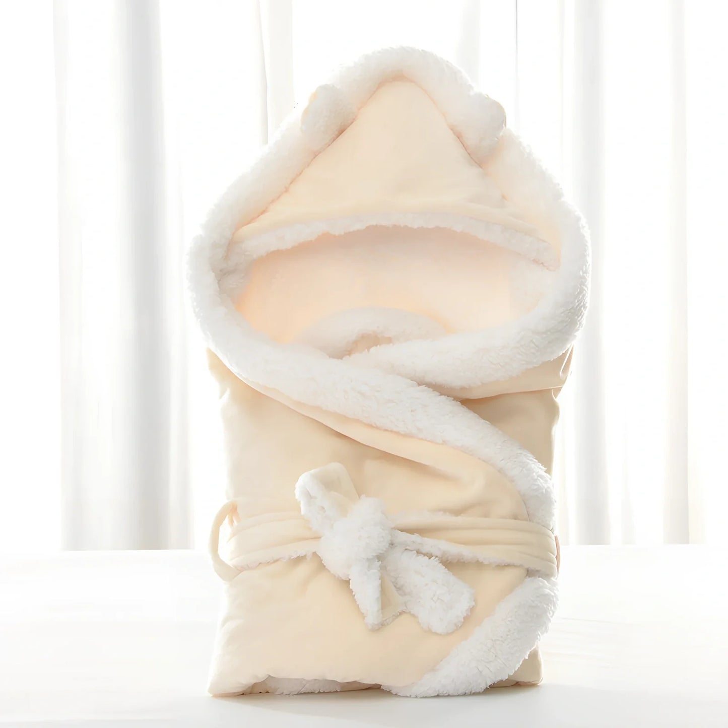 Velvet swaddling blanket 88x88cm in blue wrapping newborn baby for winter warmth, plain fabric set option available