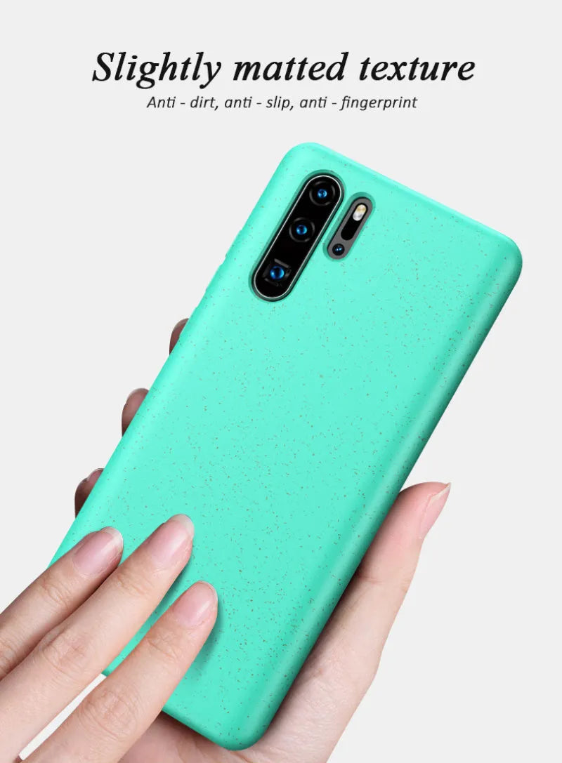 Huawei P30 series TPU mobile phone case in multiple colour options including Army Green, Black, Blue, Pink, Red and Yellow