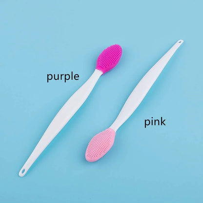 Double-sided silicone blackhead brush with ABS handle in various colors