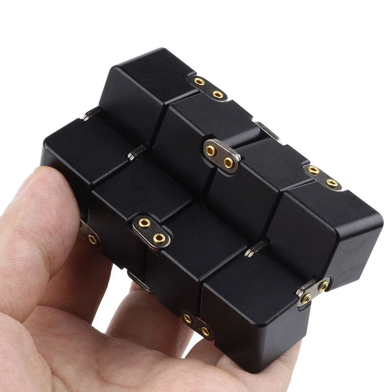 Infinity Cube Educational Toy in zinc alloy, available in multiple colours for focus enhancement and stress relief.