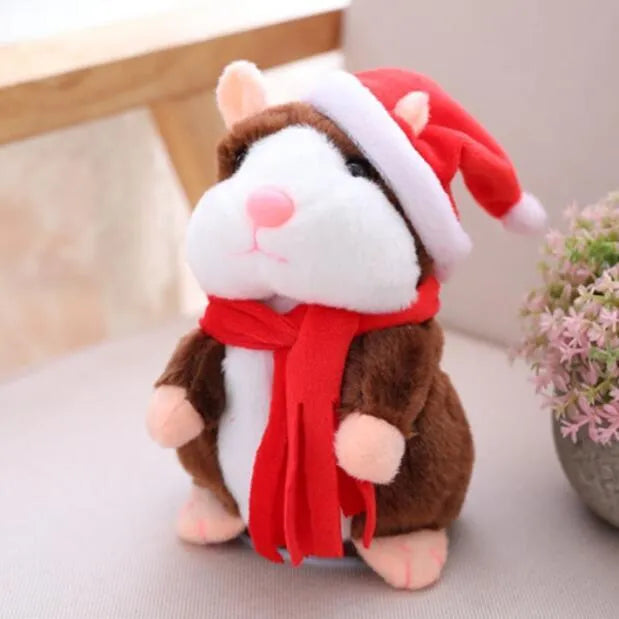 15cm little talking hamster plush toy in light brown colour, repeats what you say
