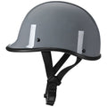 Retro style full face ABS motorcycle helmet shown in matte black finish on a stand.