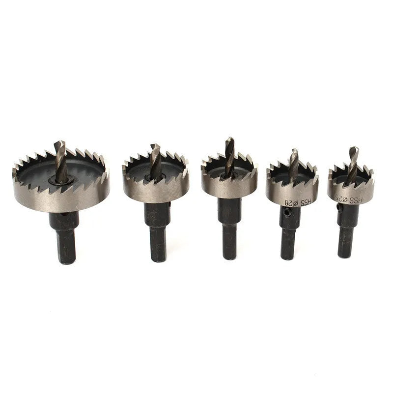 12-piece HSS cutter drill bit set with hole saws ranging from 15mm to 50mm for stainless steel drilling