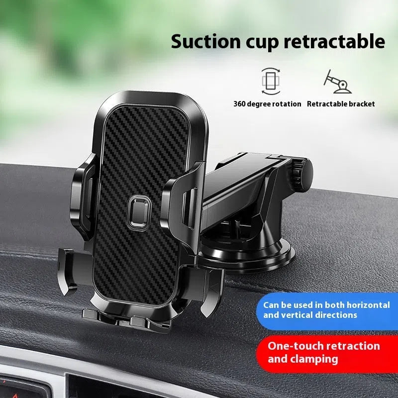 Black plastic car mobile phone bracket clipped onto car air outlet vent