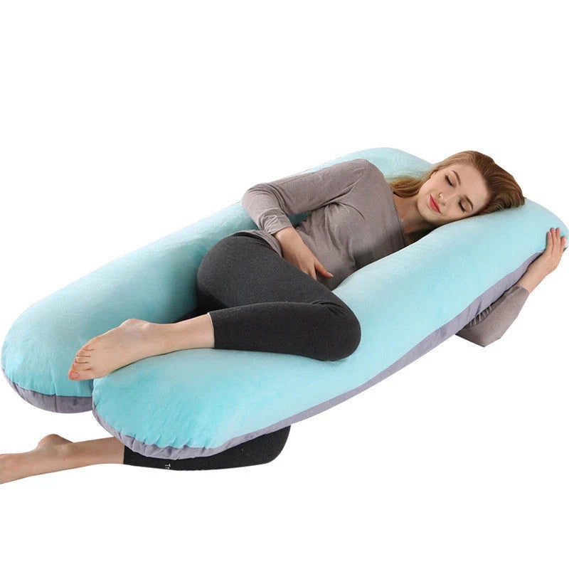 U-shape pregnancy pillow with removable pure cotton cover for support and comfort