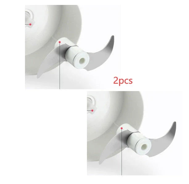 Manual cutting meat grinder with stainless steel blades on a kitchen counter