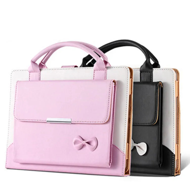 Imitation leather iPad case with wallet style and sleep function available in black, pink, royal blue, and Chinese red