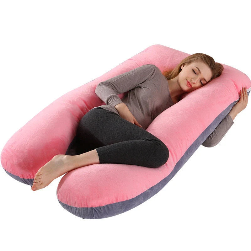 U-shape pregnancy pillow with removable pure cotton cover for support and comfort