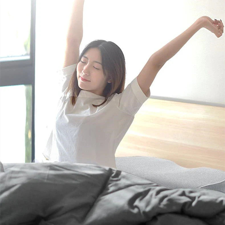 Adjustable memory foam massage pillow with contoured design for neck pain relief and customizable comfort