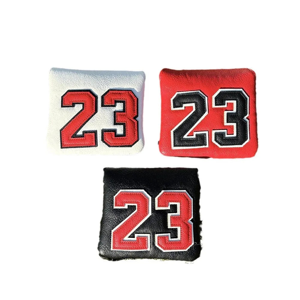 Set of four coloured PU golf club sleeves for iron head protection, including fairway, No1, and putter designs.