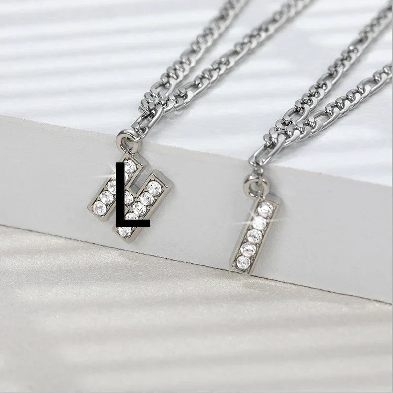 Customizable stainless steel anklet with zircon letters, available in various letter and silver letter options