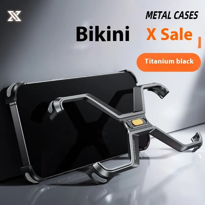 Aluminium alloy hollow frameless protective sleeve for iPhone 16 Pro Max, frosted Titanium Black finish