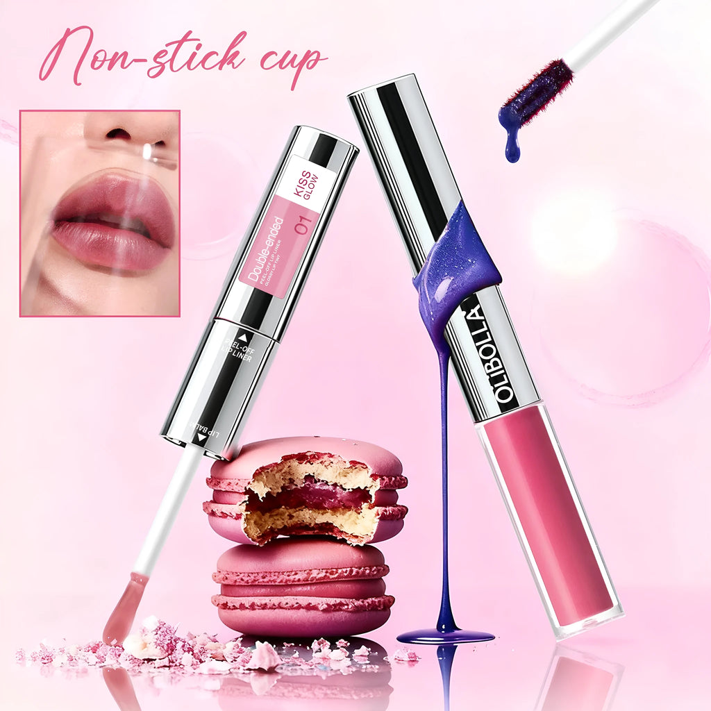Waterproof lip gloss in four colour options with stripping lip liner effect