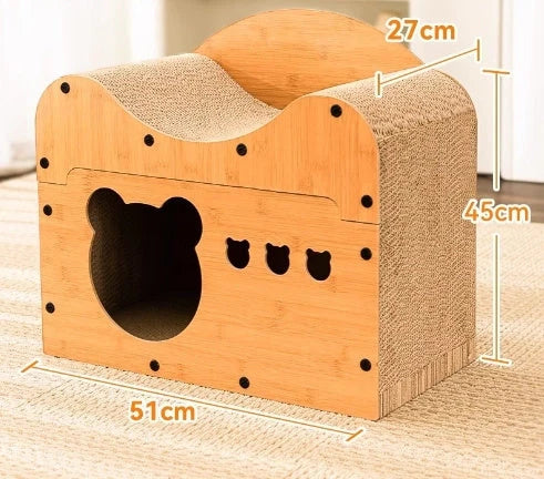 Durable sisal cat scratch board with integrated nest, perfect for protecting furniture and providing comfort for your cat