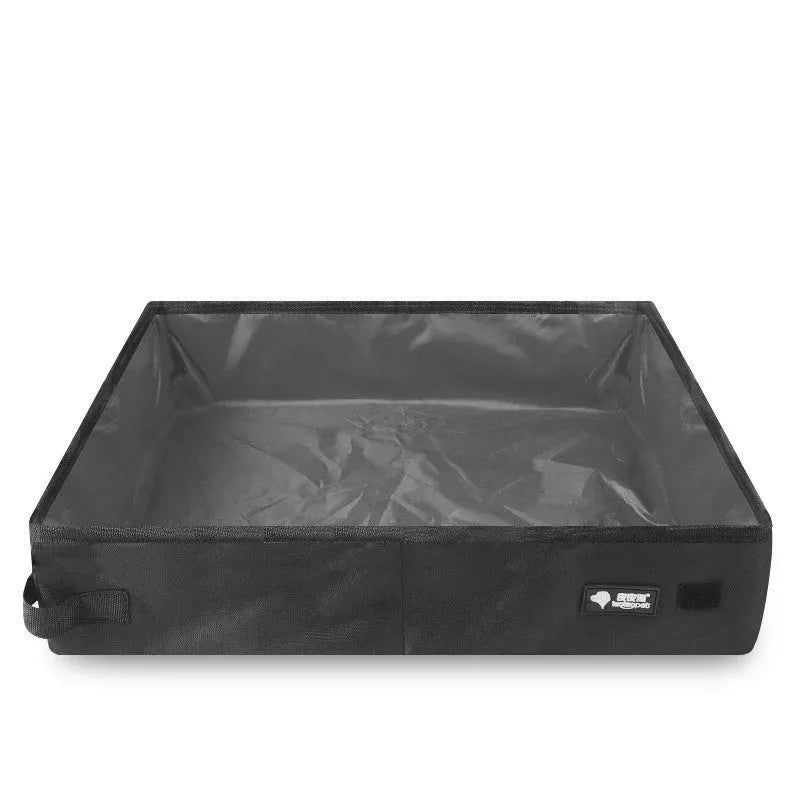 Portable foldable cat litter box made of Oxford cloth, available in small and large sizes, red and black colours