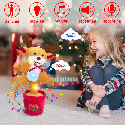 Interactive Christmas plush toy with singing and recording features