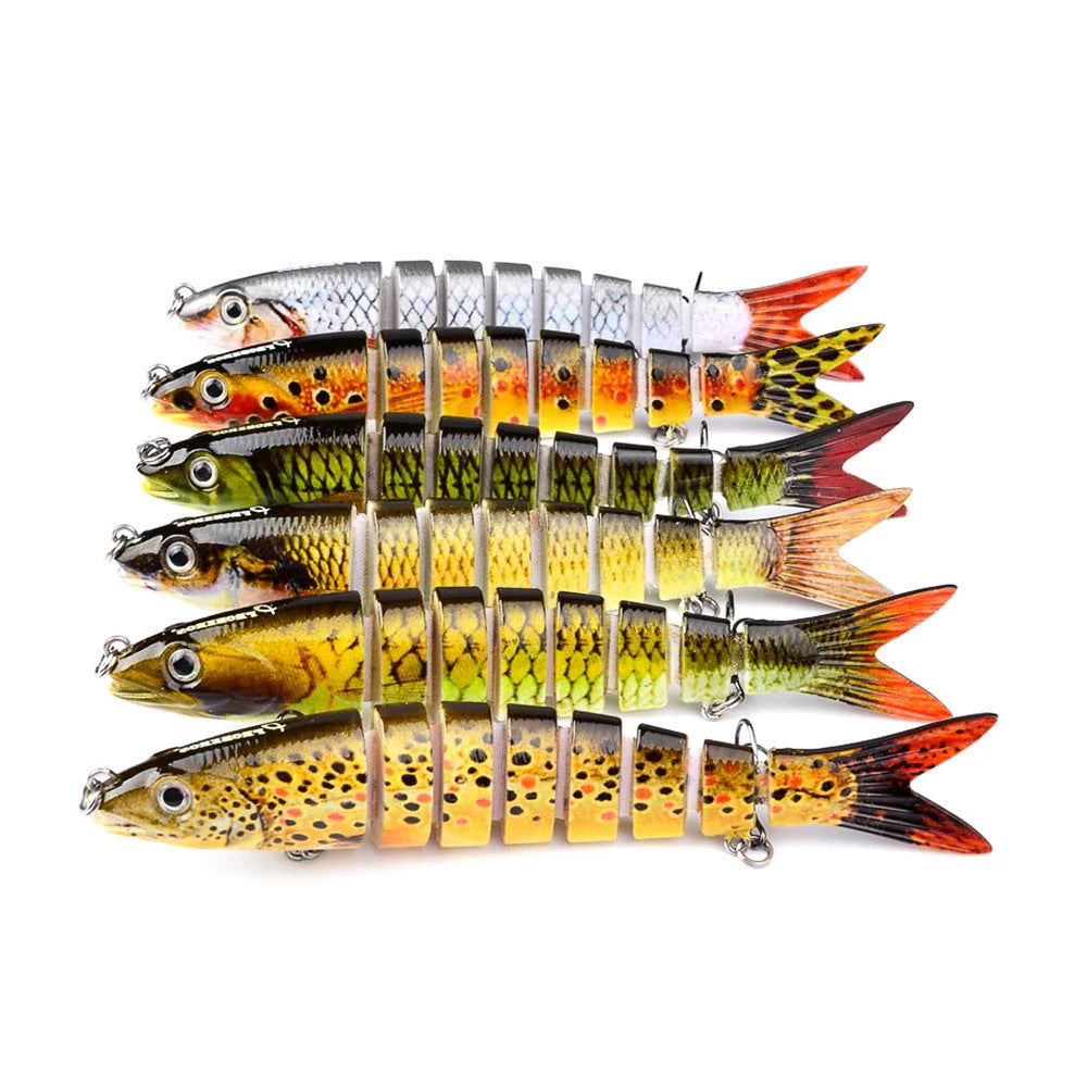 Multi-jointed pike fishing lure with steel ball weight system for enhanced throwing distance