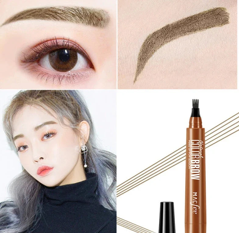 Waterproof Sweatproof Eyebrow Pencil with four-tip design for natural-looking eyebrows