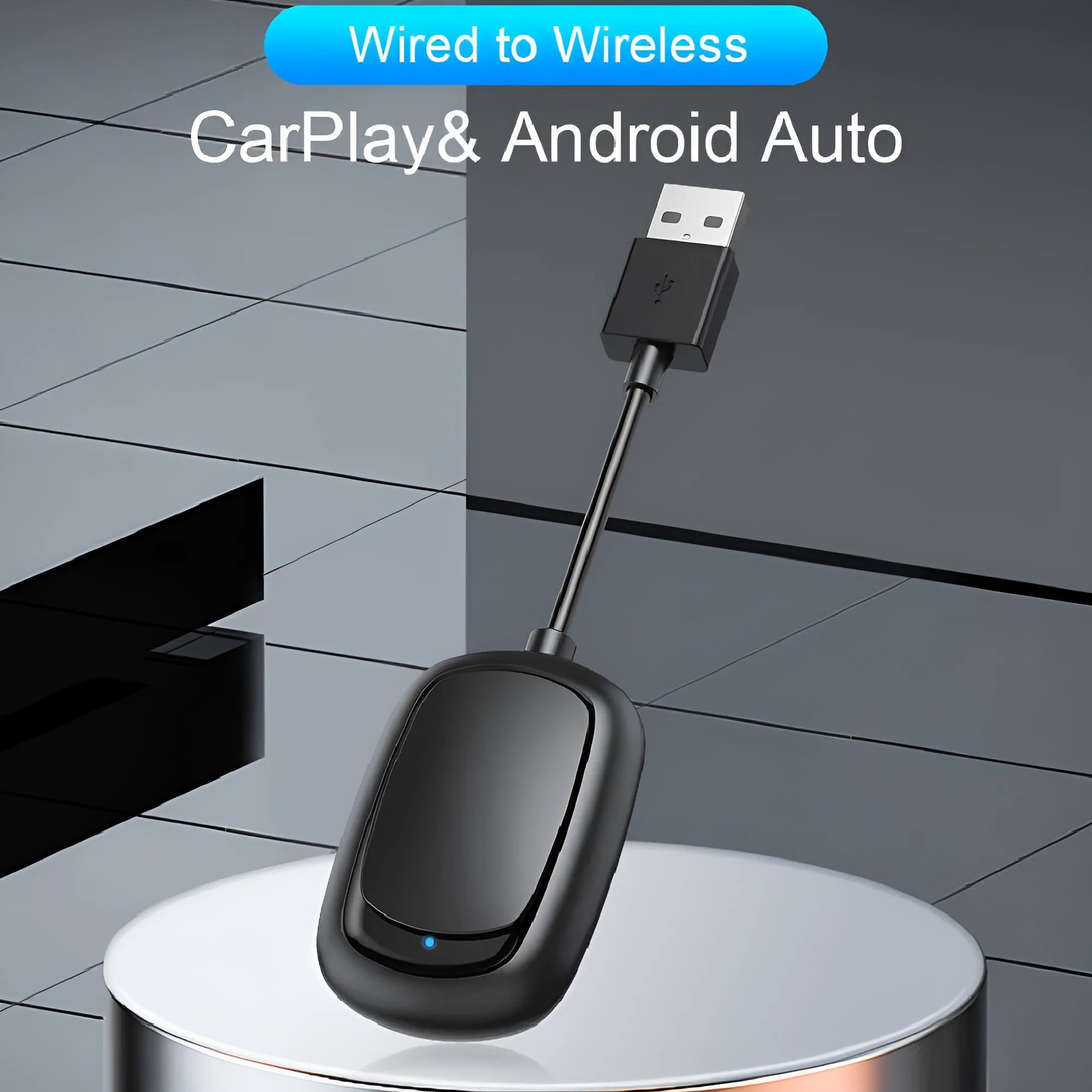 Wireless CarPlay Android Auto 2-in-1 interconnection box with USB connection for car multimedia systems