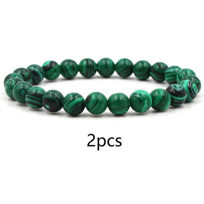 Classic black matte green malachite bracelets with unique textures, suitable for women and men.