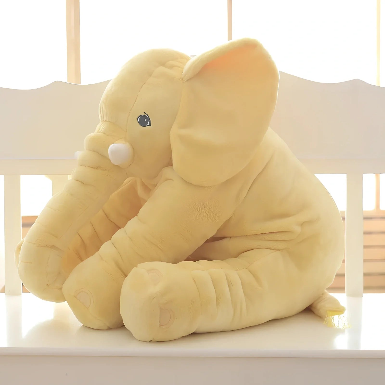 Soft 60cm grey elephant plush toy pillow with PP cotton filling for children's calming, in various colours like blue and pink