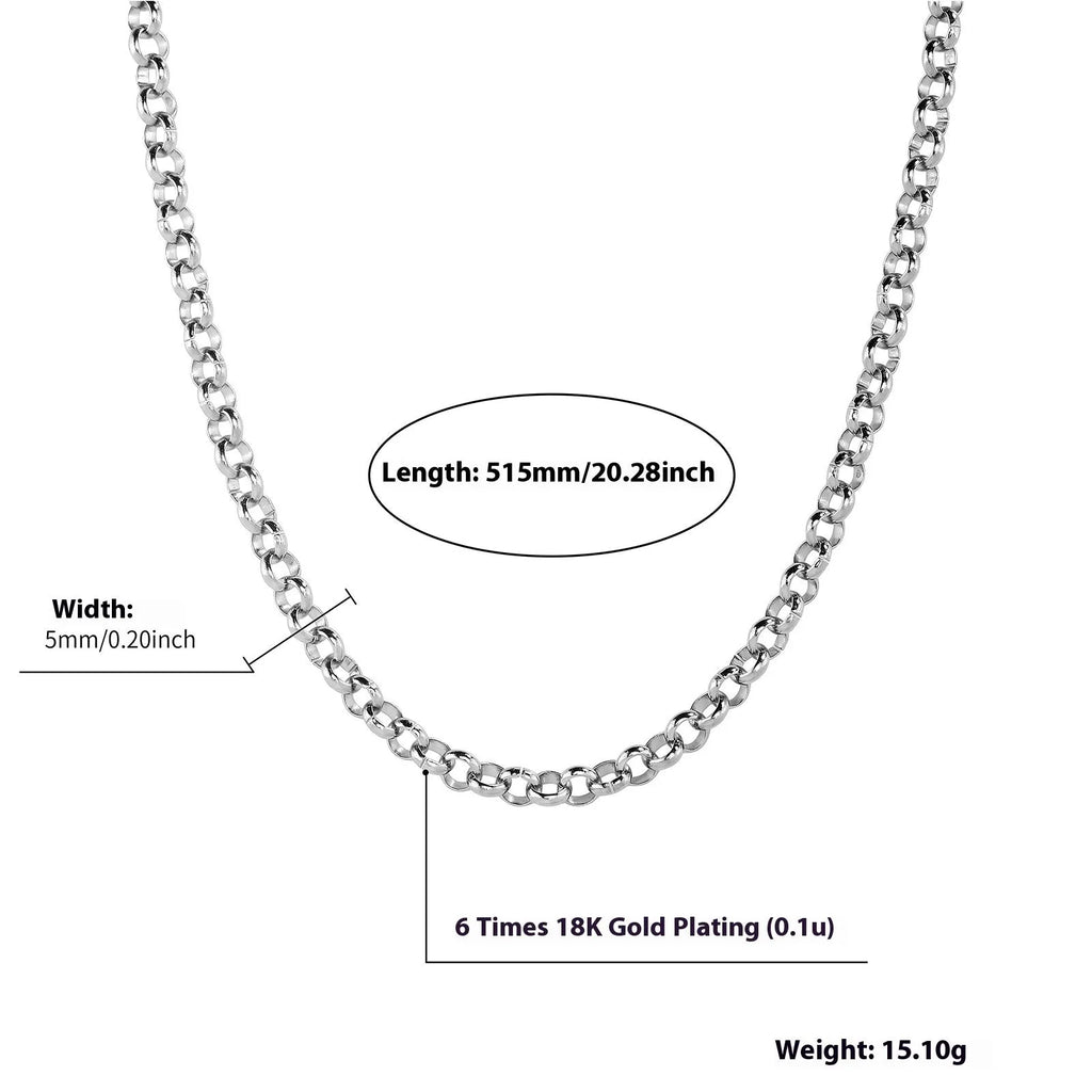 Silver stainless steel men's punk ring buckle necklace with O-ring chain on a neutral background