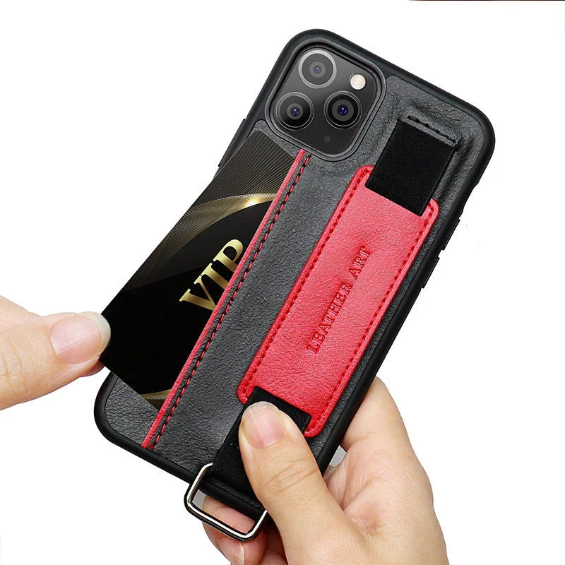 Leather Wristband Phone Case with multi-function bracket design in imitation leather