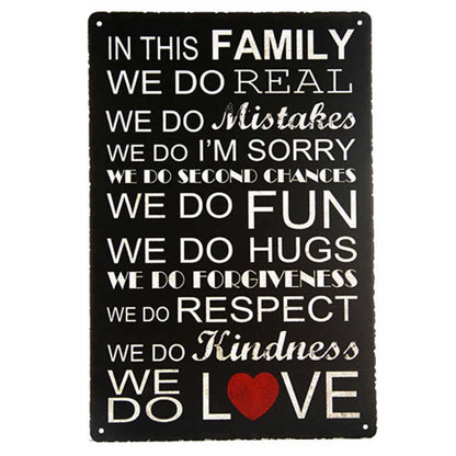 Modern iron metal craft painting with character slogan for home decor