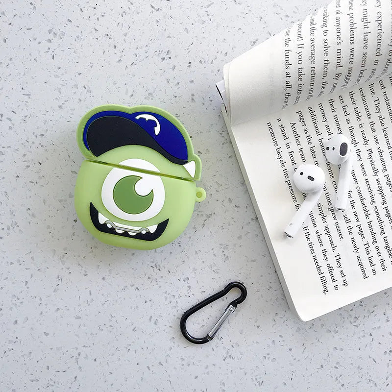 Silicone protective case for AirPods with cartoon animal design in multiple colour options