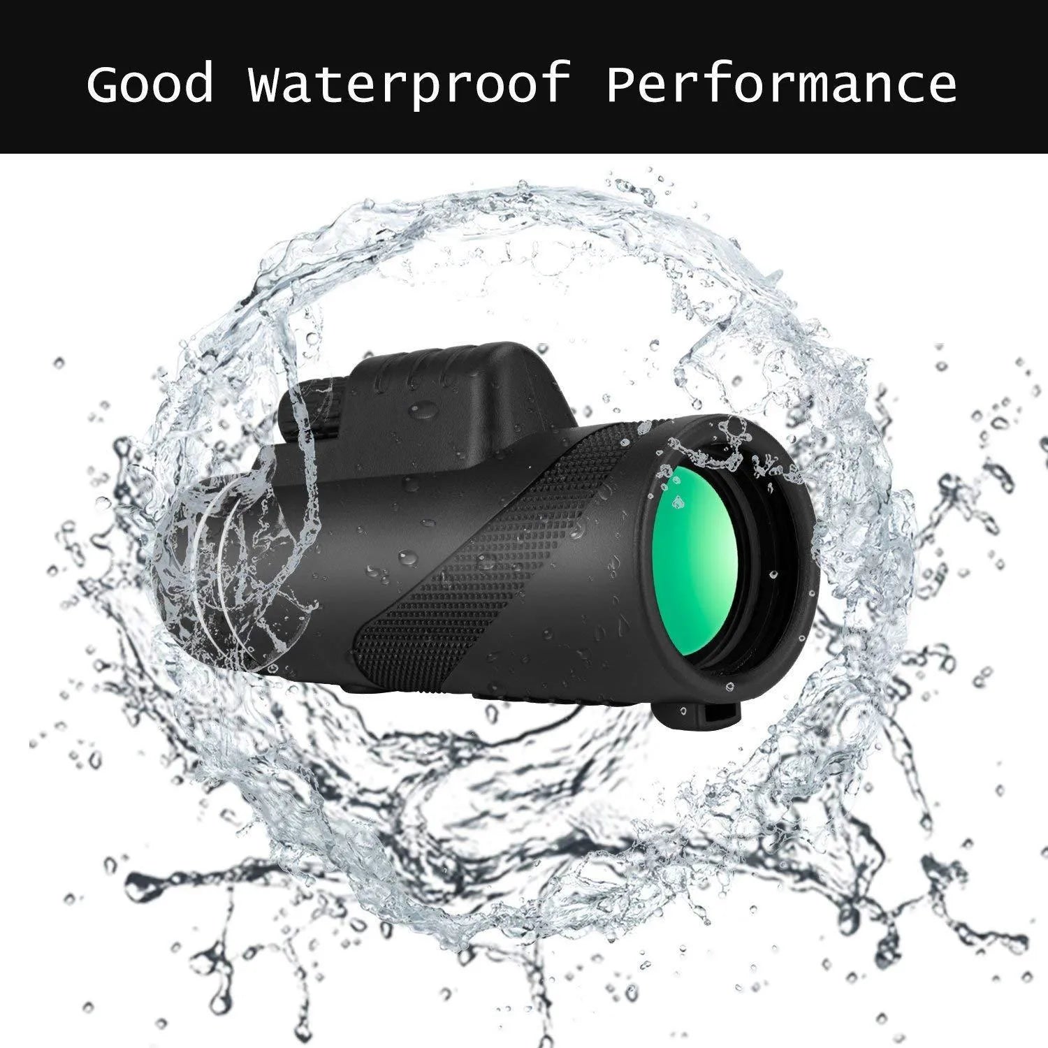 Black HD 40x60 monocular telescope for mobile phones with 40X magnification and waterproof design