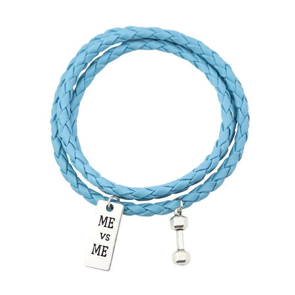 PU Rope Bracelet with 3-lap woven design in blue