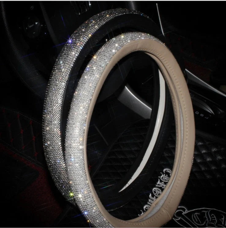 Universal car steering wheel handle set with anti-slip PU leather cover in various colours