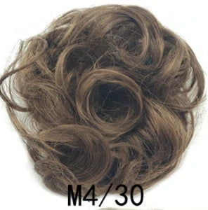 Synthetic wavy curly messy hair bun for women, 12cm diameter, high-temperature wire