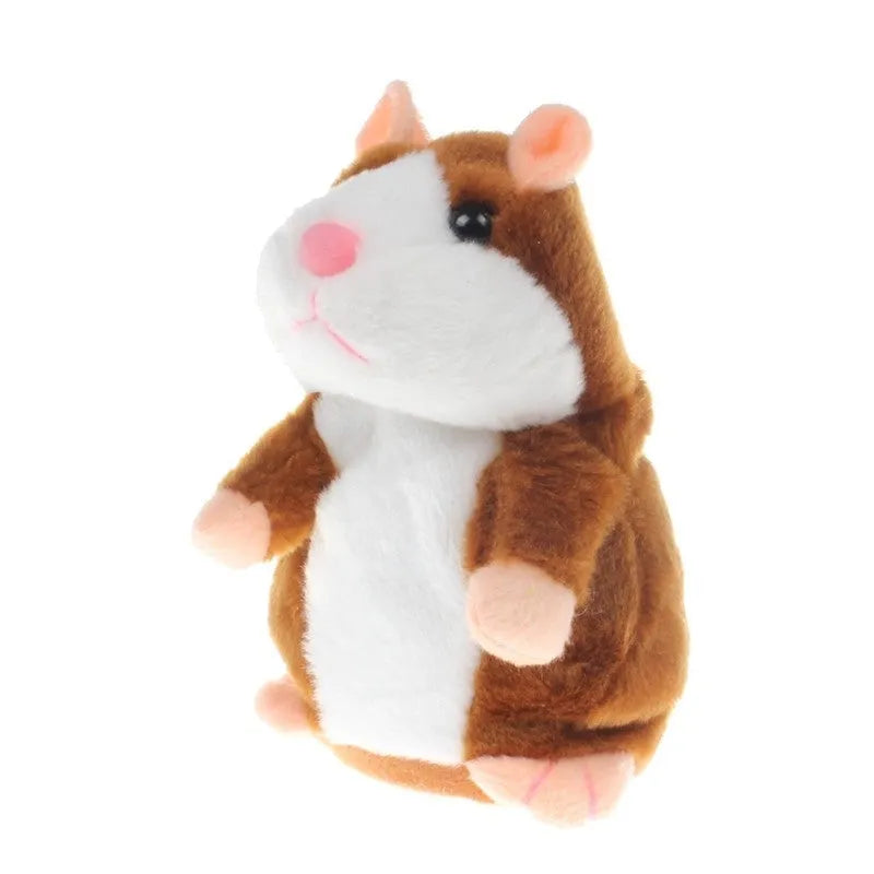 15cm little talking hamster plush toy in light brown colour, repeats what you say