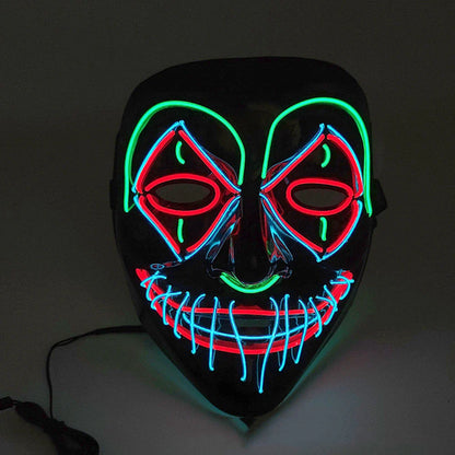 Halloween LED Glowing Mask in pink and green with EL cold light technology