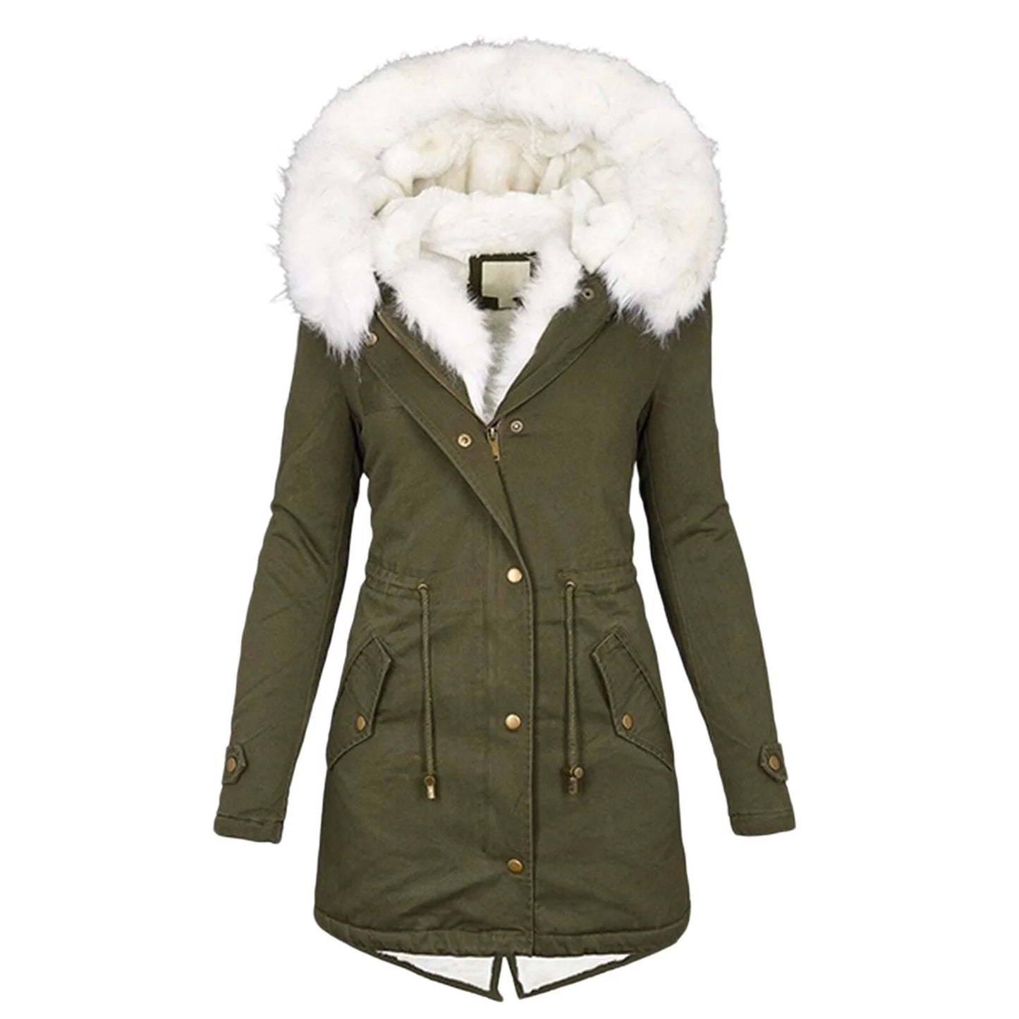 Women's cotton padded jacket with white collar, available in multiple colours and sizes