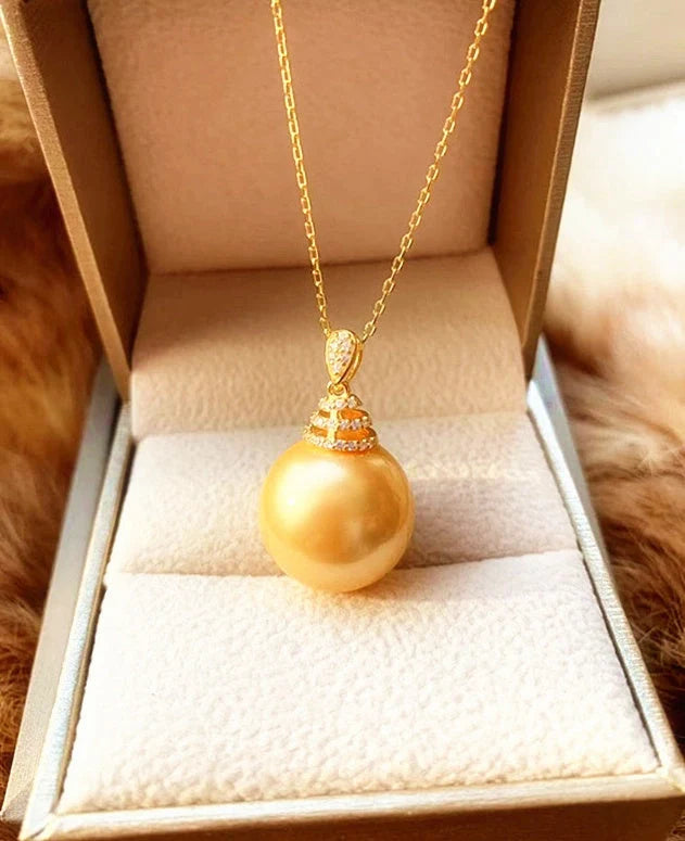 Sterling silver pendant ear hook set with 16mm sea water gold pearl