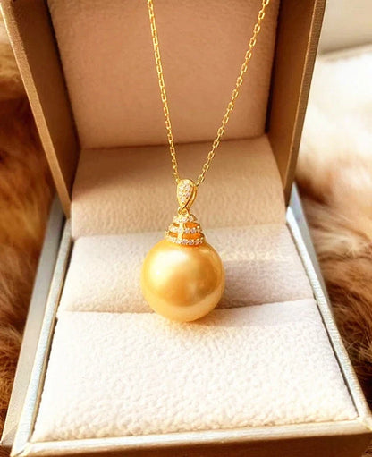 Sterling silver pendant ear hook set with 16mm sea water gold pearl