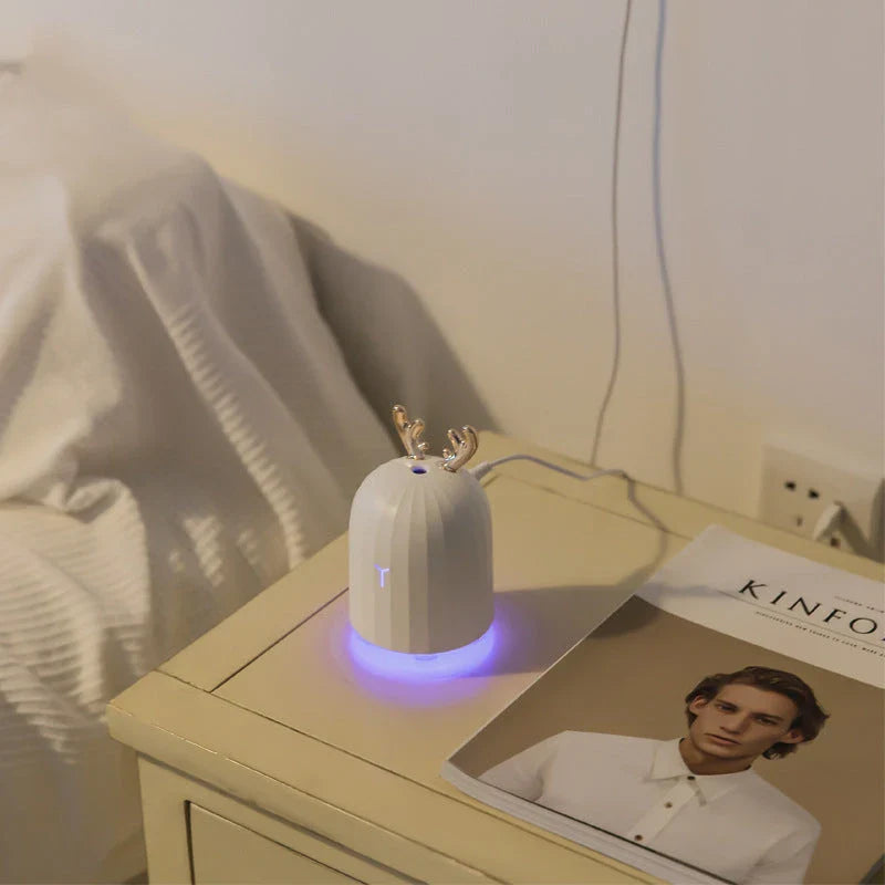 Mini humidifier in deer shape with USB charging, perfect for small spaces