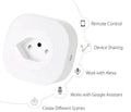 Compact square 70mm smart plug socket with Wi-Fi for voice control, 16A 3520W rating.