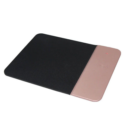 Wireless charger rubber mouse pad in black, blue, grey, and rose gold