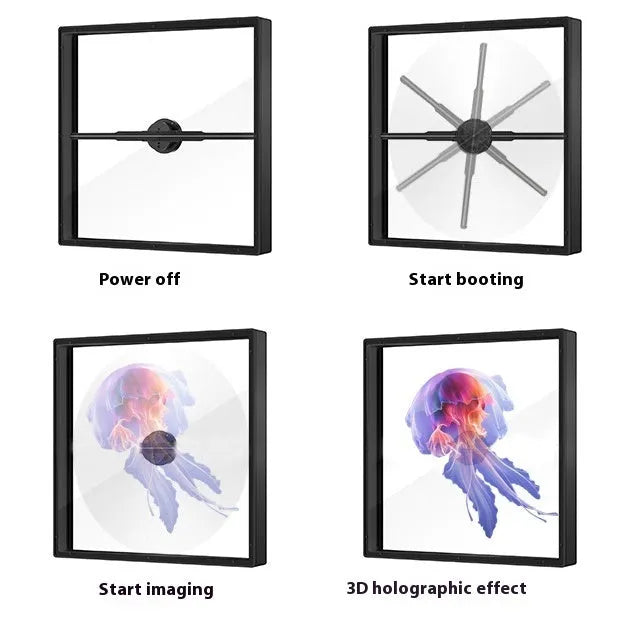 45cm naked eye 3D holographic fan screen projector with alloy and acrylic frame, mobile app and remote control