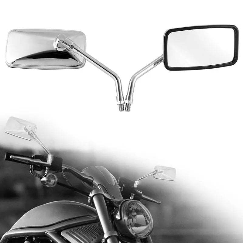 Silver all-metal motorcycle convex rearview mirror with electroplated finish