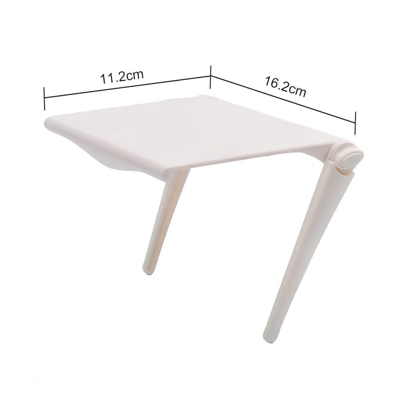 White ABS computer screen organiser rack with adjustable stands on office desk